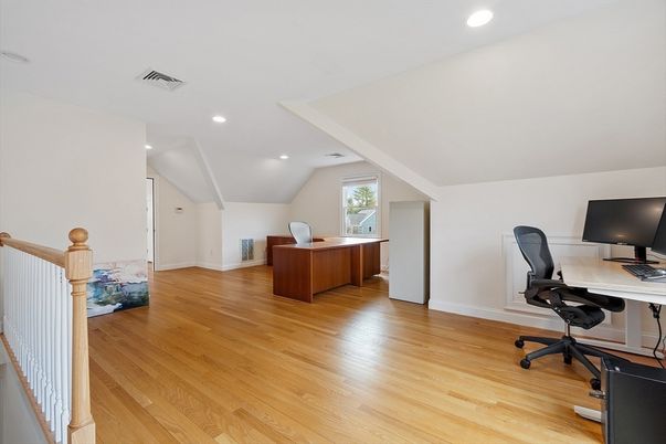 Home Office, Interior, Recessed Lighting, Wood Texture Flooring