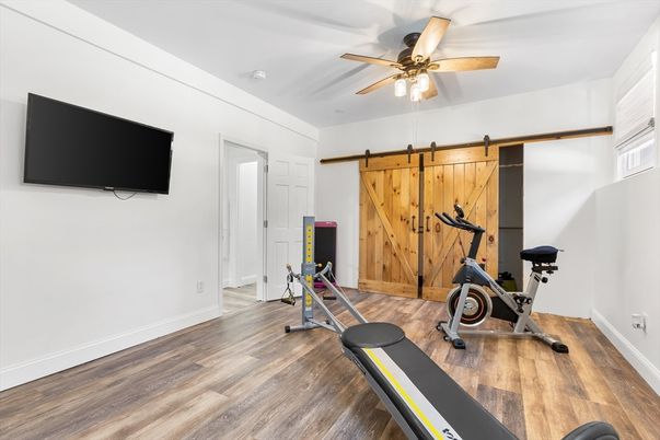 Fitness Equipment, Interior, Wood Texture Flooring, Wooden Walls