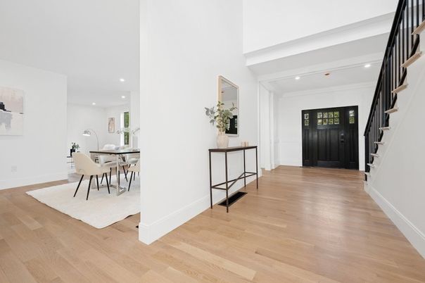 Dining room, Interior, Recessed Lighting, Wood Texture Flooring