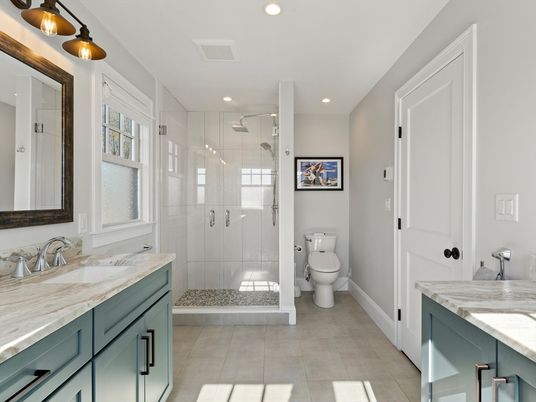 Bathroom, Dual Sink Vanities, Glass Shower, Interior, Recessed Lighting