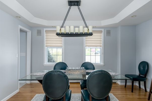 Chandelier, Dining room, Interior, Wood Texture Flooring