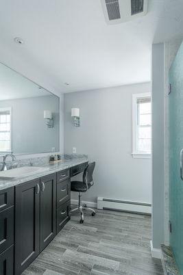 Bathroom, Interior, Recessed Lighting, Wood Texture Flooring