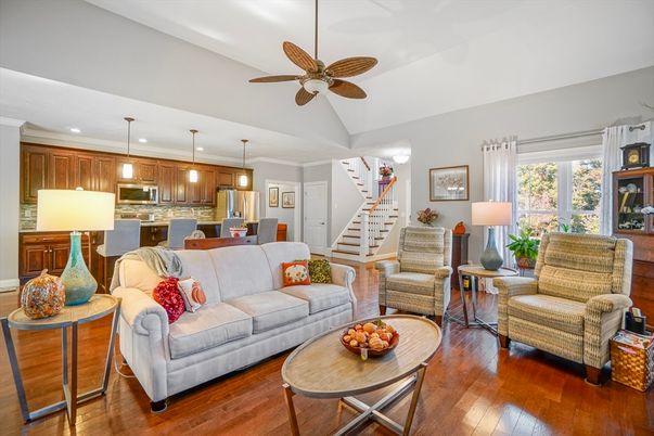 Interior, Kitchen, Living room, Pendant Lights, Recessed Lighting, Stainless Steel Appliances, Wood Texture Flooring