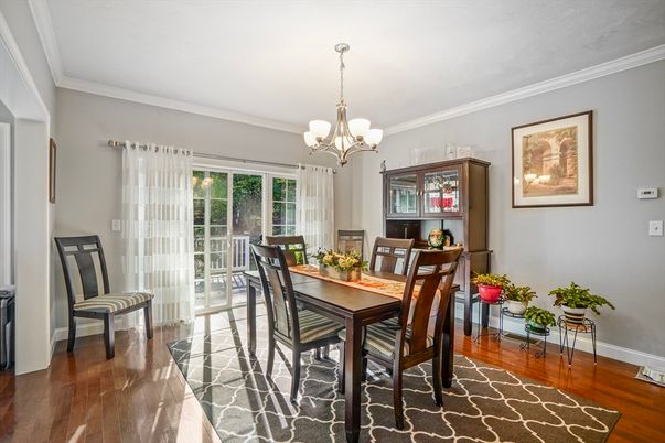Chandelier, Dining room, Interior, Wood Texture Flooring