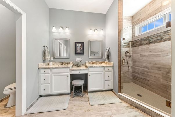 Bathroom, Dual Sink Vanities, Glass Shower, Interior