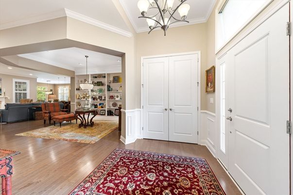 Chandelier, Interior, Living room, Pendant Lights, Recessed Lighting, Wood Texture Flooring
