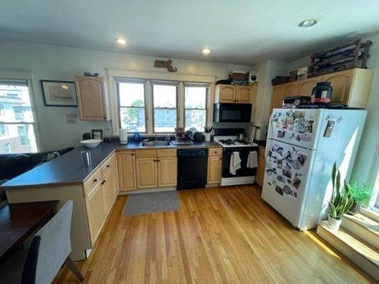 Interior, Kitchen, Recessed Lighting, Wood Texture Flooring