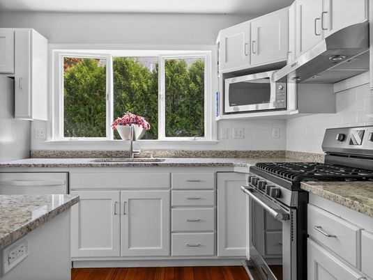 Interior, Kitchen, Stainless Steel Appliances, Wood Texture Flooring