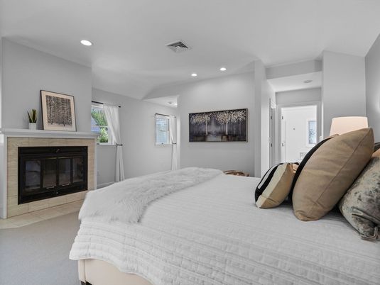 Bedroom, Fireplace, Interior, Recessed Lighting