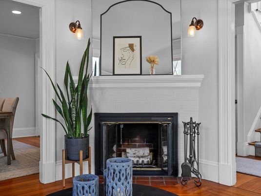 Fireplace, Interior, Wood Texture Flooring