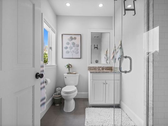 Bathroom, Glass Shower, Interior, Recessed Lighting