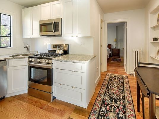 Interior, Kitchen, Stainless Steel Appliances, Wood Texture Flooring