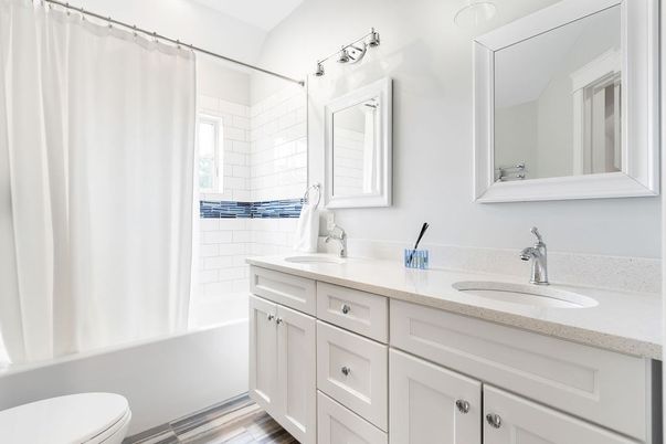 Bathroom, Dual Sink Vanities, Interior, Wood Texture Flooring