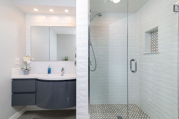 Bathroom, Glass Shower, Interior, Recessed Lighting