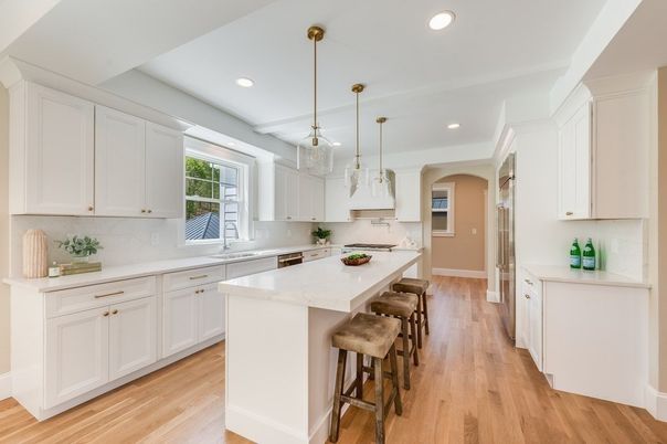 Interior, Kitchen, Pendant Lights, Recessed Lighting, Wood Texture Flooring
