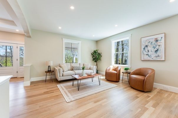 Interior, Living room, Recessed Lighting, Wood Texture Flooring