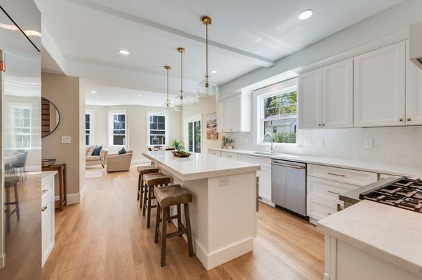 Interior, Kitchen, Living room, Pendant Lights, Recessed Lighting, Stainless Steel Appliances, Wood Texture Flooring