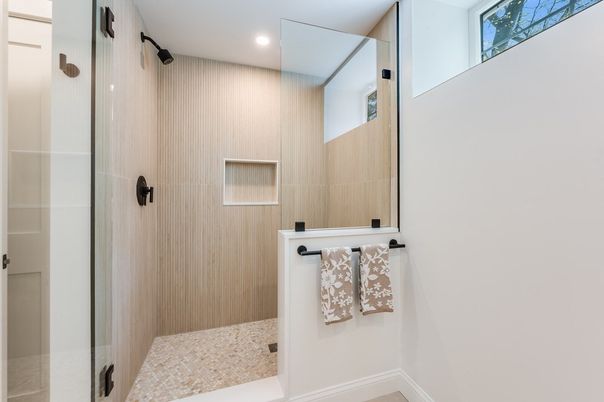 Bathroom, Glass Shower, Interior, Recessed Lighting