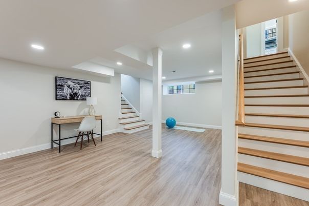 Home Office, Interior, Recessed Lighting, Wood Texture Flooring