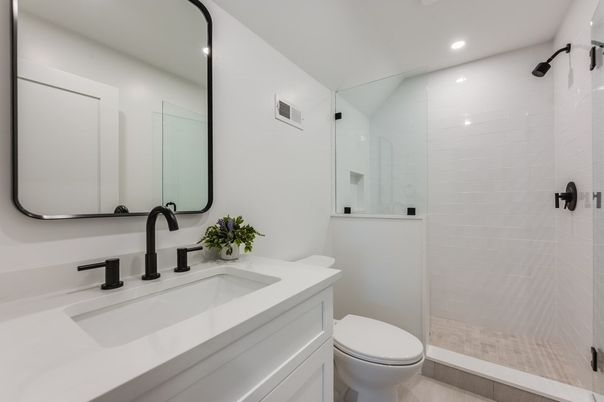 Bathroom, Glass Shower, Interior, Recessed Lighting