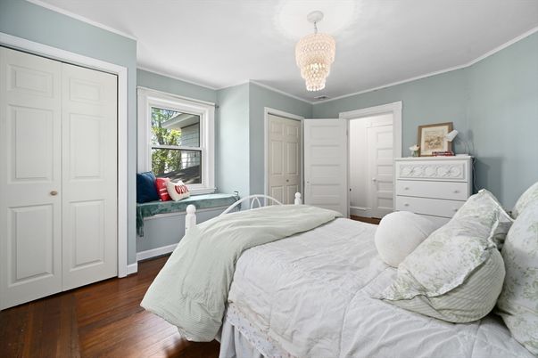 Bedroom, Chandelier, Interior, Wood Texture Flooring