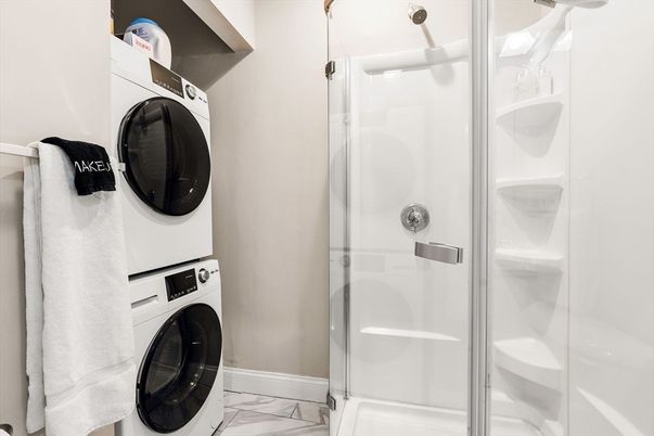 Bathroom, Glass Shower, Interior, Utility Closets, Washer