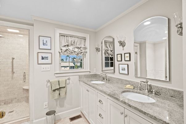 Bathroom, Dual Sink Vanities, Glass Shower, Interior, Recessed Lighting