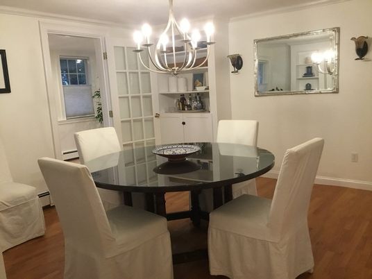 Chandelier, Dining room, Interior, Wood Texture Flooring