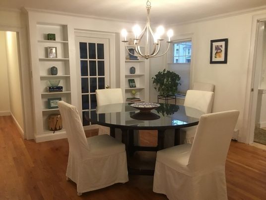 Chandelier, Dining room, Interior, Wood Texture Flooring