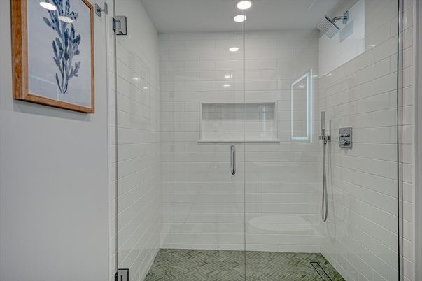 Bathroom, Glass Shower, Interior, Recessed Lighting