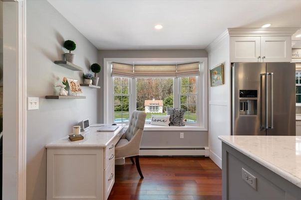 Home Office, Interior, Kitchen, Recessed Lighting, Stainless Steel Appliances, Wood Texture Flooring