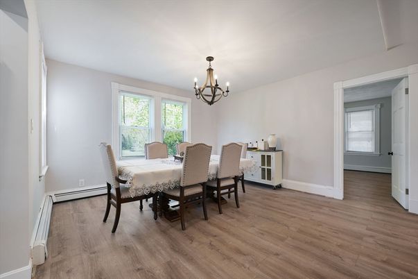 Chandelier, Dining room, Interior, Wood Texture Flooring