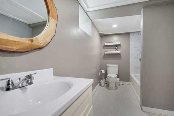 Bathroom, Interior, Marble Walls, Recessed Lighting