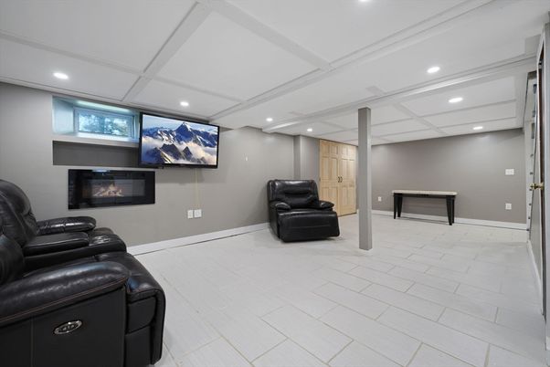 Home Theatre Room, Fireplace, Interior, Recessed Lighting