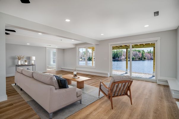 Interior, Living room, Recessed Lighting, Water, Wood Texture Flooring