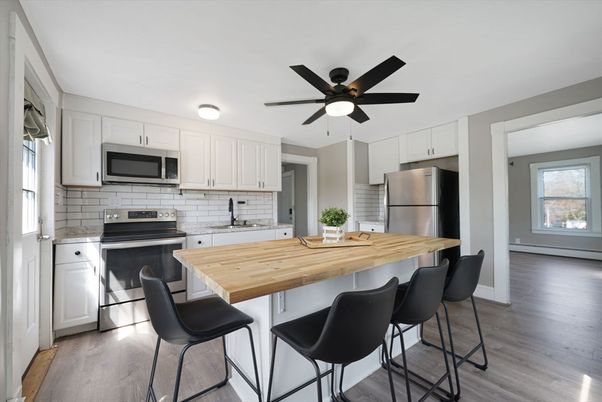 Interior, Kitchen, Stainless Steel Appliances, Wood Texture Flooring