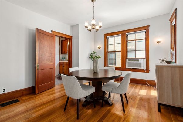 Chandelier, Dining room, Interior, Wood Texture Flooring