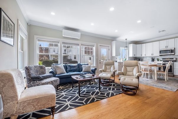 Dining room, Interior, Kitchen, Living room, Pendant Lights, Recessed Lighting, Wood Texture Flooring