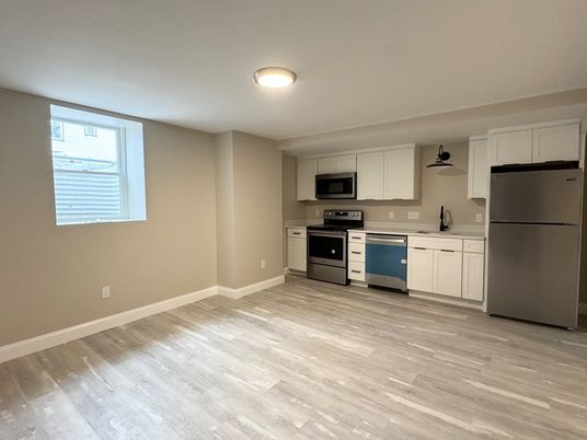 Interior, Kitchen, Stainless Steel Appliances, Wood Texture Flooring