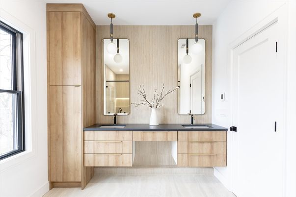 Bathroom, Dual Sink Vanities, Interior, Pendant Lights