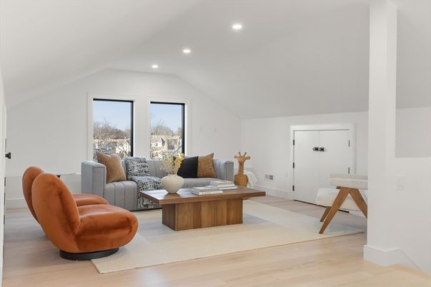 Home Office, Interior, Living room, Recessed Lighting, Wood Texture Flooring