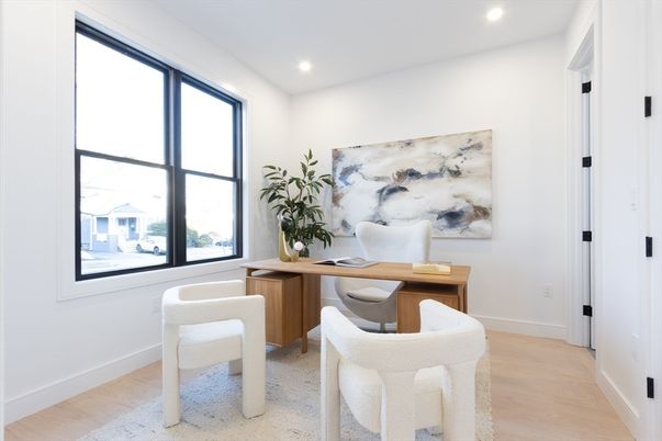 Home Office, Interior, Recessed Lighting, Wood Texture Flooring
