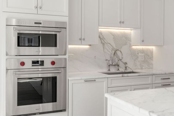 Interior, Kitchen, Marble Walls, Stainless Steel Appliances