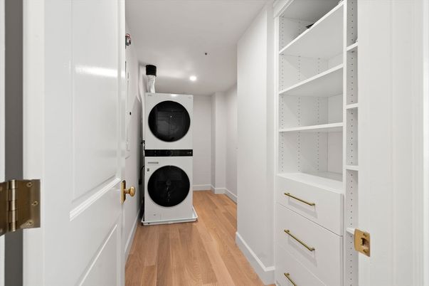 Interior, Recessed Lighting, Utility Closets, Washer, Wood Texture Flooring