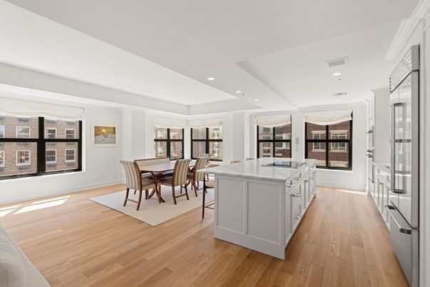 Dining room, Interior, Kitchen, Recessed Lighting, Wood Texture Flooring