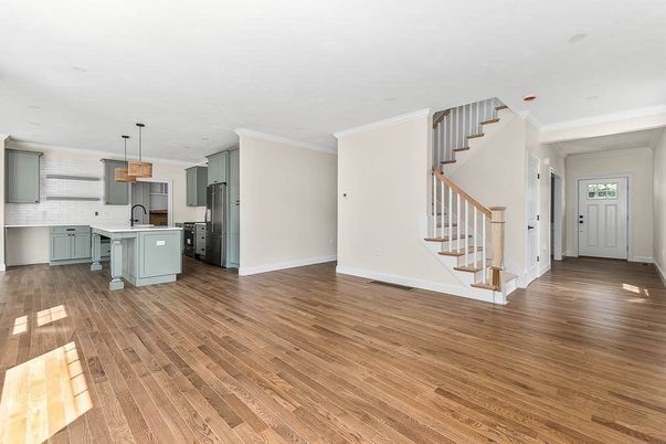 Interior, Kitchen, Pendant Lights, Recessed Lighting, Wood Texture Flooring