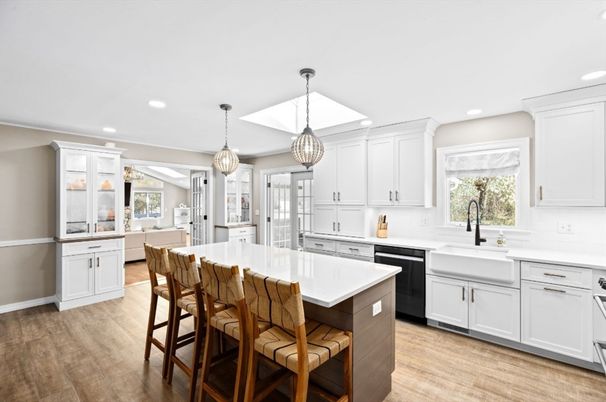 Interior, Kitchen, Pendant Lights, Recessed Lighting, Wood Texture Flooring