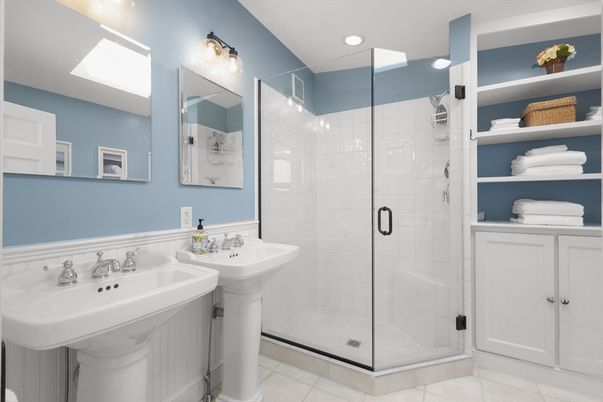 Bathroom, Glass Shower, Interior, Recessed Lighting