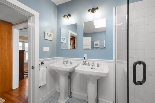 Bathroom, Dual Sink Vanities, Interior, Wood Texture Flooring