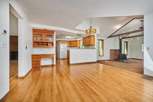 Chandelier, Interior, Kitchen, Pendant Lights, Wood Texture Flooring